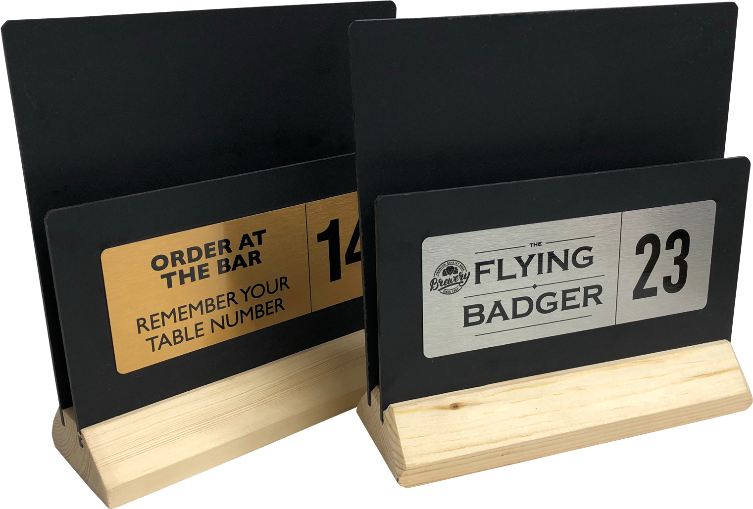 Light Wood Menu Holder With Gold Or Silver Personalised - Plywood (1600x1600), Png Download