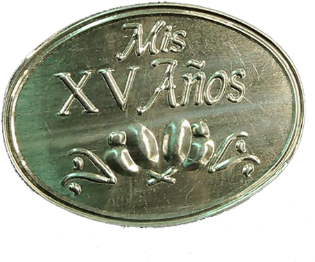 'mis Xv Anos' Oval Embossed Metal Plaque - Metal (475x475), Png Download
