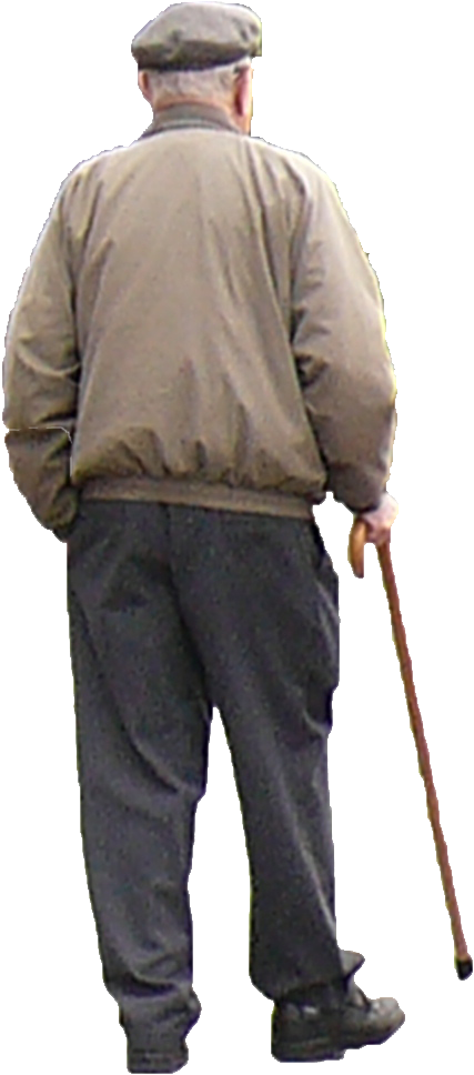Man Walking Png - Old Man Walking Back (489x973), Png Download