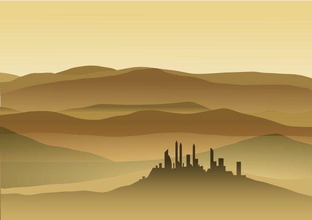 Lost City - Drawn Desert (640x452), Png Download
