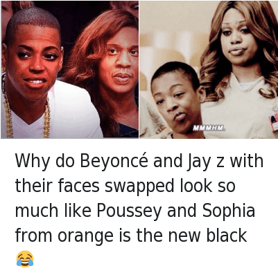 Beyonce, Jay, And Jay Z - Beyonce Jay Z Face Swap Orange (400x405), Png Download
