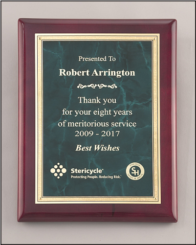 P5076 Emerald Marble Plate With Gold Florentine Border - Trophies & Awards Piano Finish Plaques - P5076 (500x500), Png Download