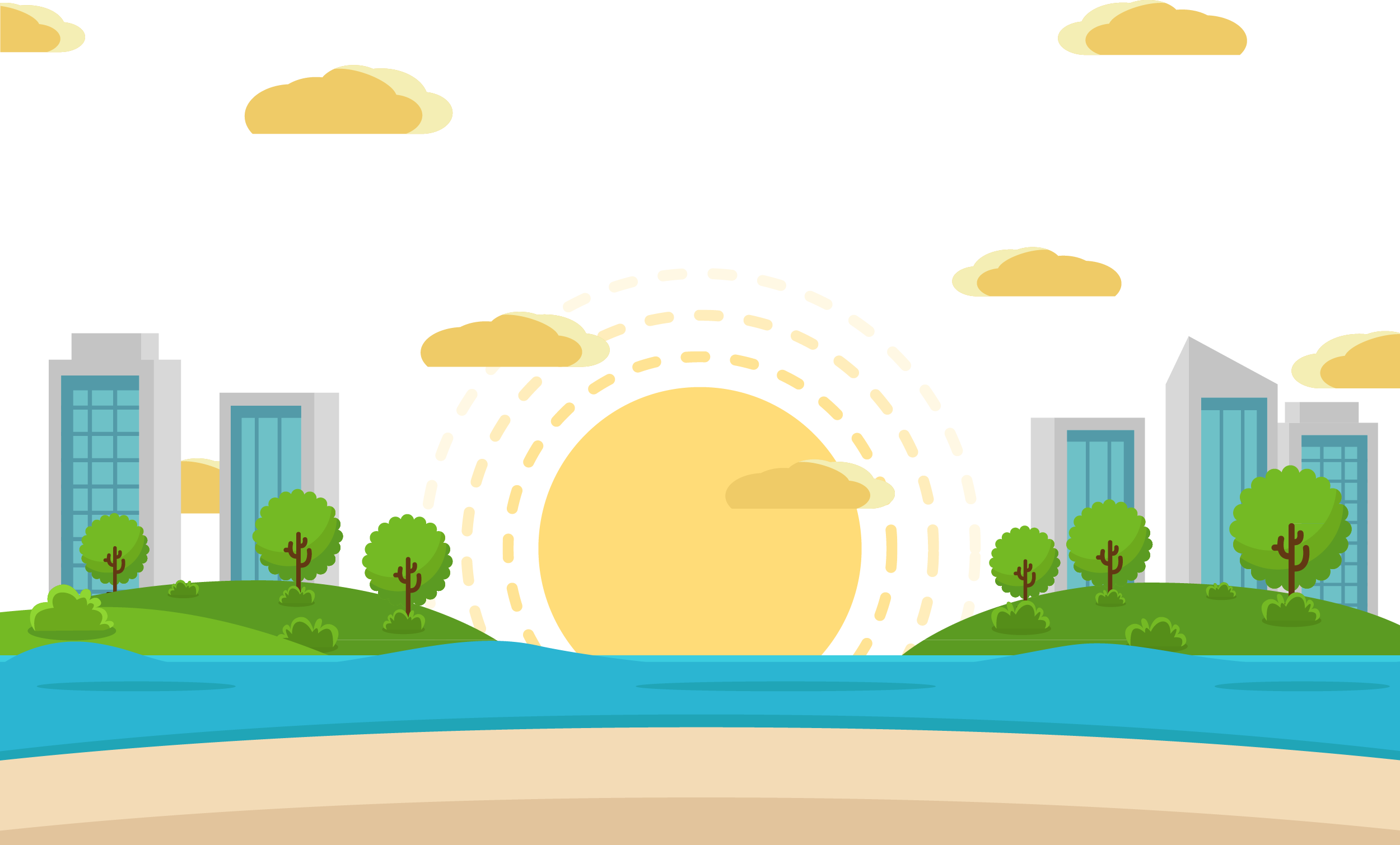 Clipart Sun Rise - Illustration (2500x1510), Png Download