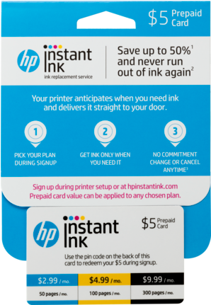 hp instant ink prepaid card code