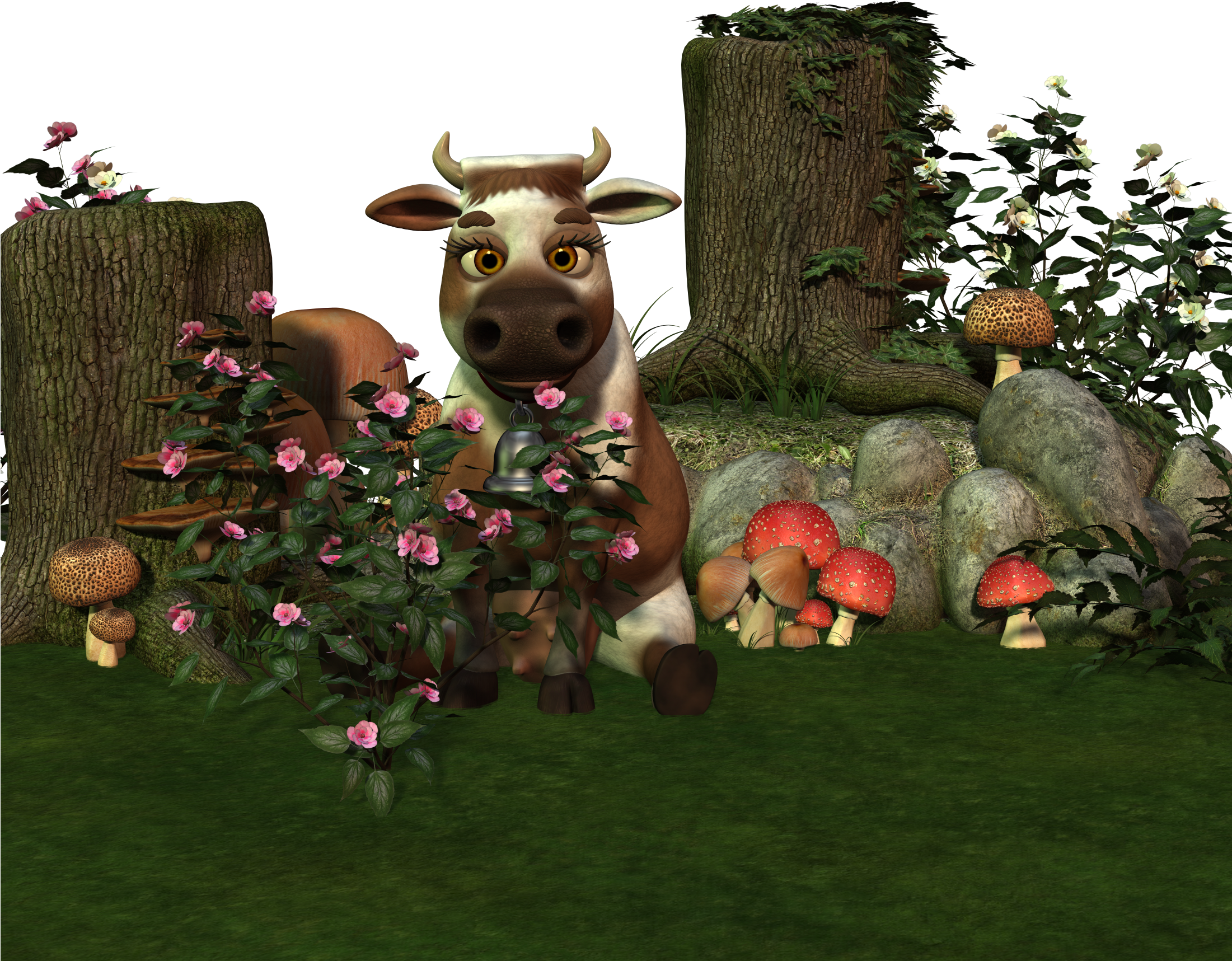 Cow Toon Fig Funny Cheeky Eyes 1428996 - Sitting Render Pixabay Stand Poser Png (2200x2200), Png Download