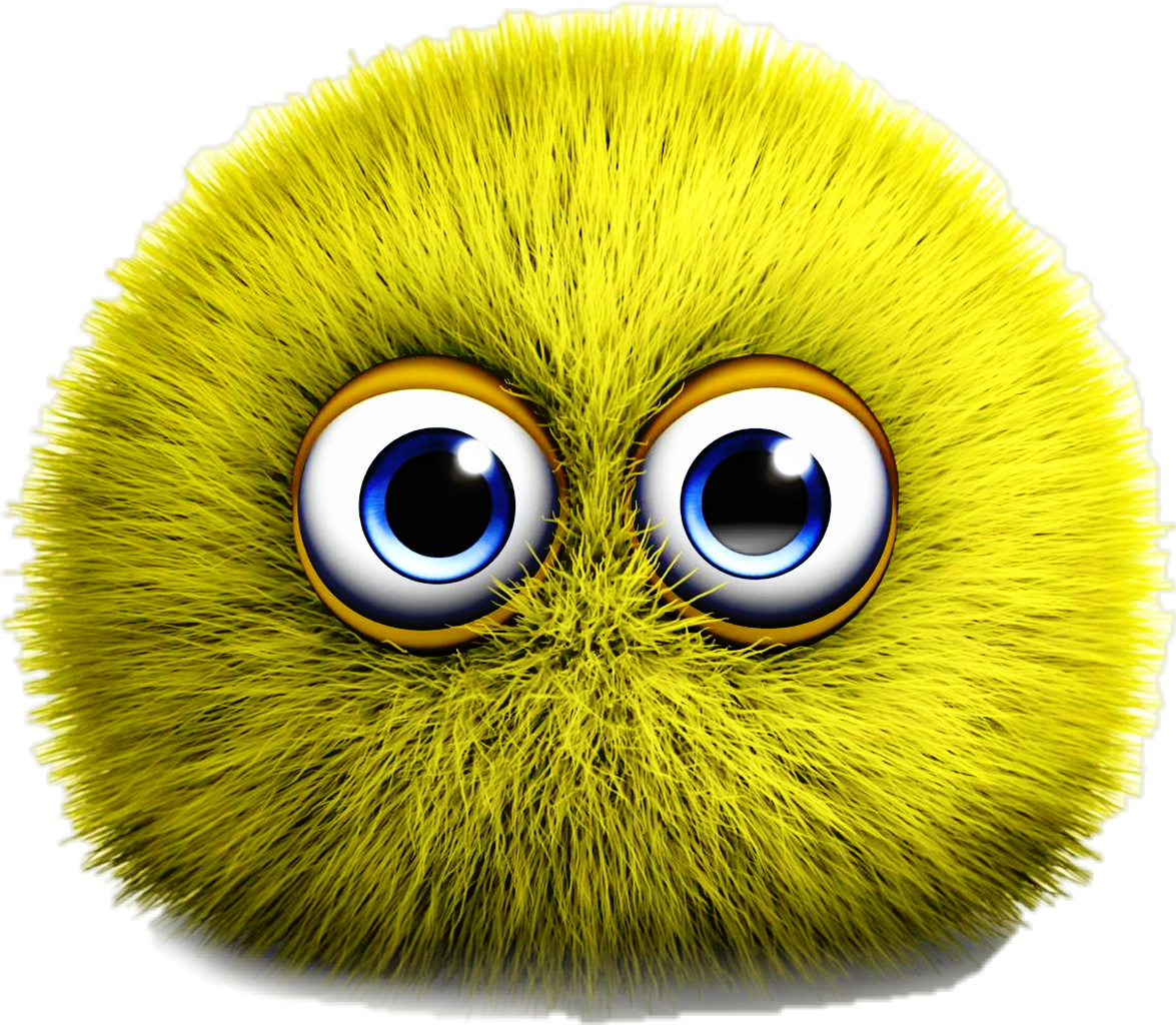 Fluffy Furry Yellow Eyes Blueeyes Sweet Funny - Nice Cartoon Characters (1175x1024), Png Download