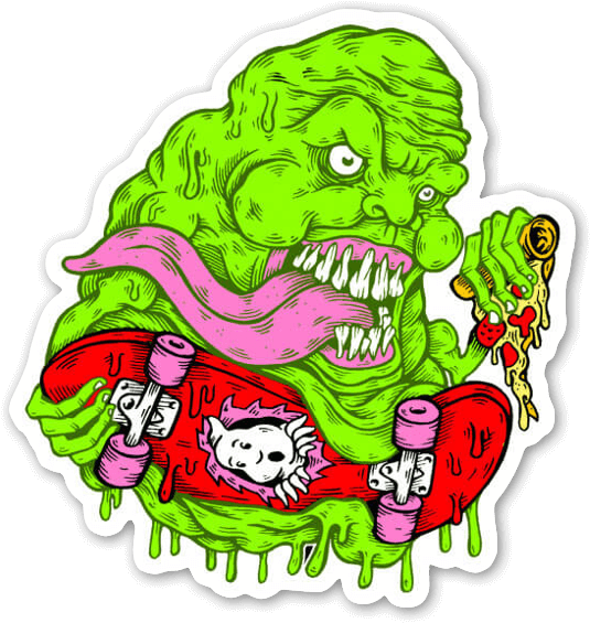 Slimer Skater Sticker - Sticker (570x600), Png Download