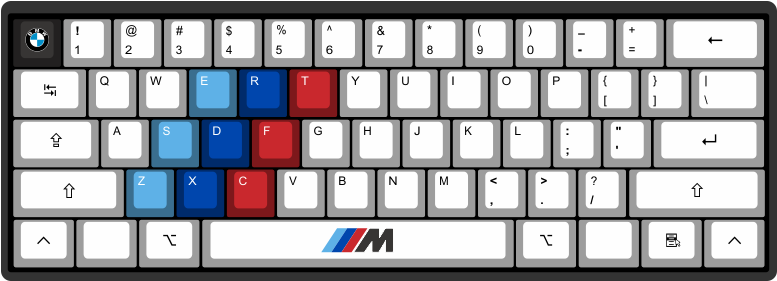 M Power By Skeletor 61-key Custom Mechanical Keyboard - Leopold Compact Keyboard English Ascii Array 66 Key (1024x683), Png Download