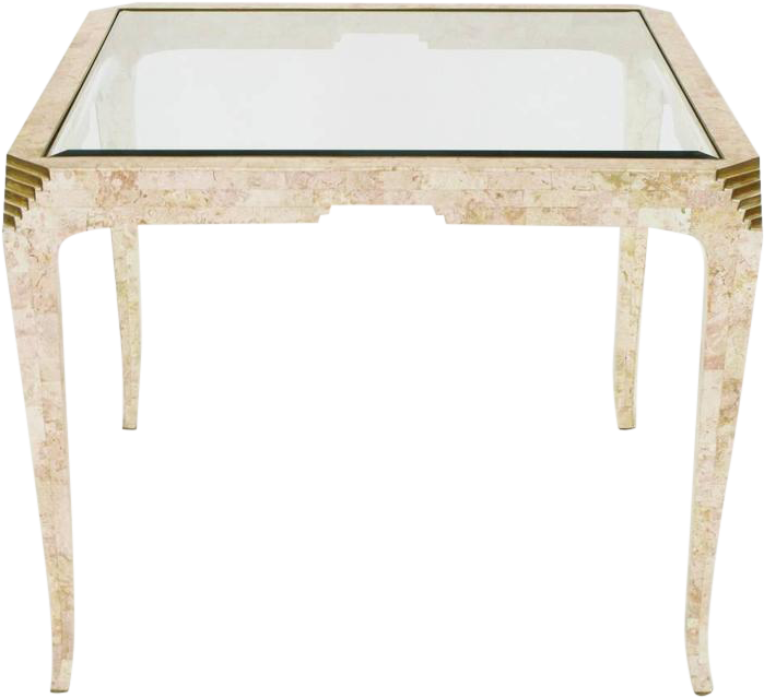 Fine Casa Bique Tessellated Coral And Brass Game Table - Royalty-free (776x709), Png Download
