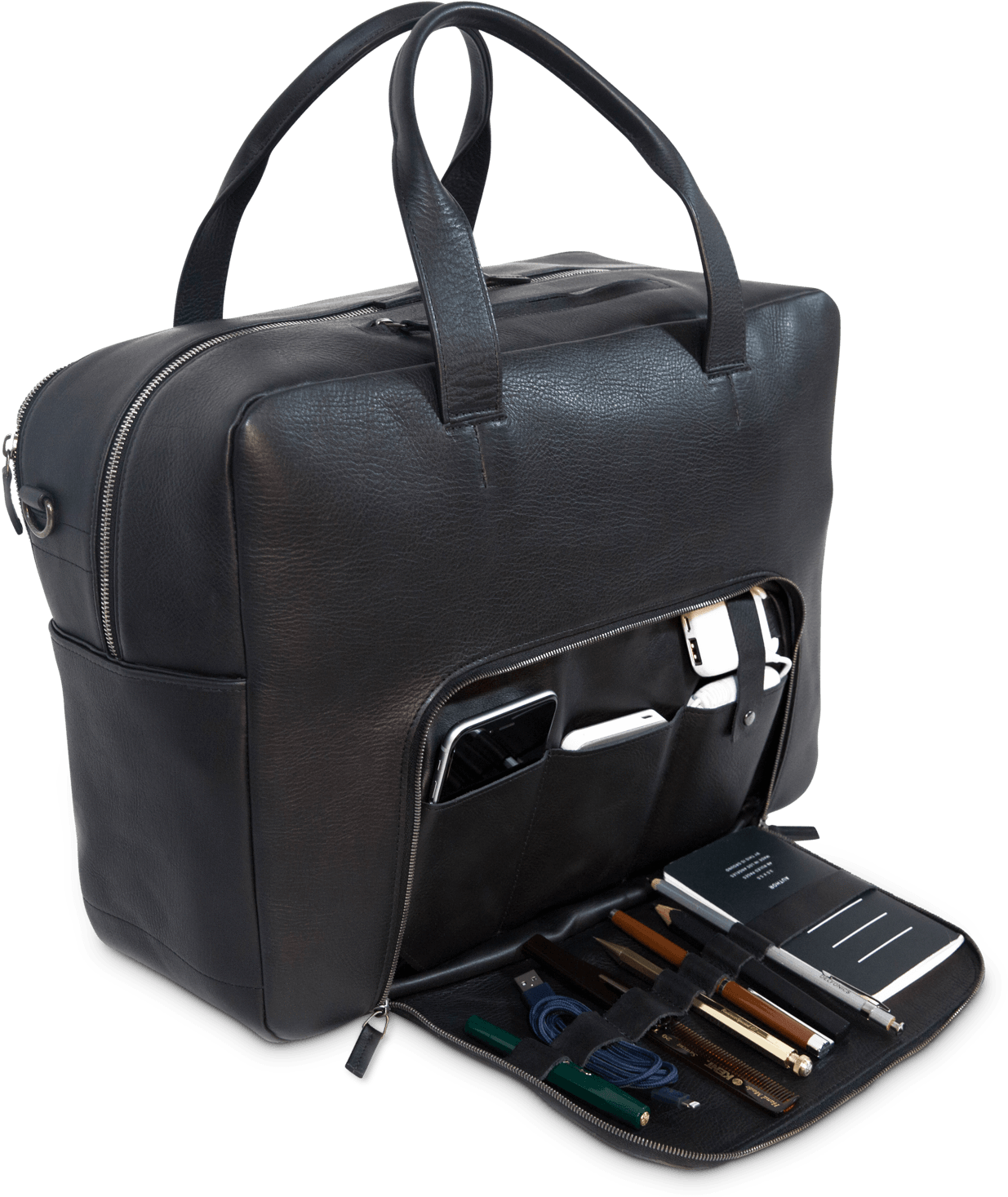 Our Leather Travel Bag Will Keep You Organized On The - Alonzo Weekender - Black - This Is Ground (1500x1500), Png Download