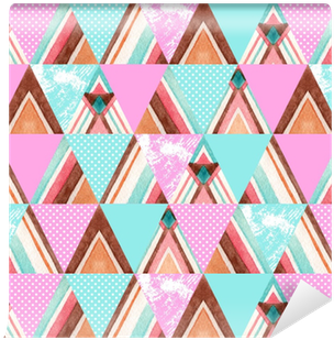 Abstract Watercolor Ornate Triangles Seamless Pattern - Ornament (400x400), Png Download