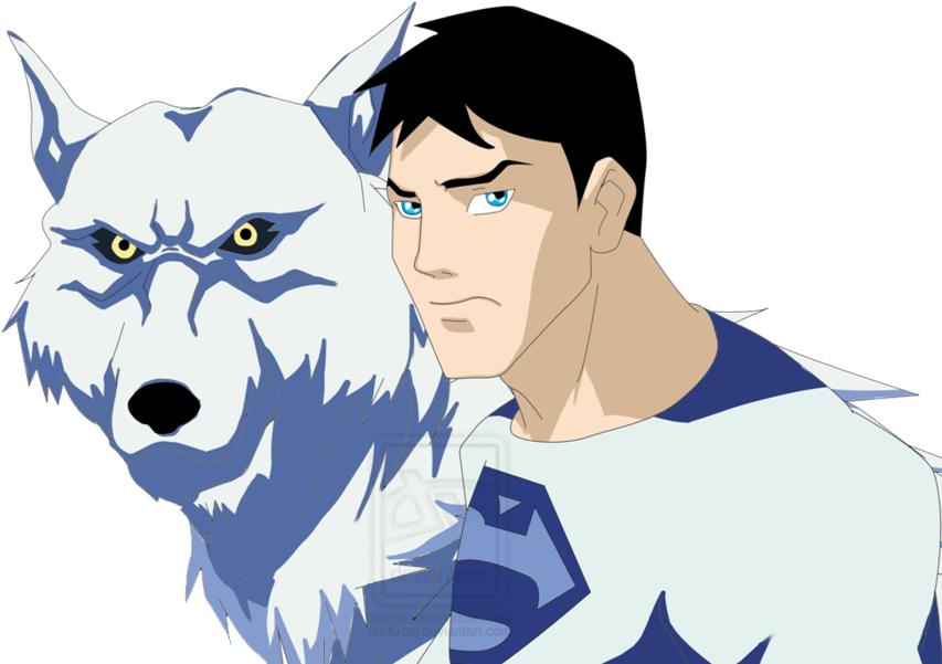 Justicia Joven Fondo De Pantalla Titled Lobo And Superboy - Cartoon (900x600), Png Download
