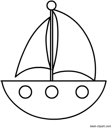 Cute Free Black And White Sail Boat Clip Art Image - Openclipart (450x450), Png Download