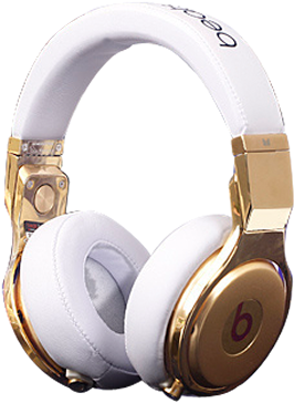 Bongo Gold Rhinestone Headphones Pics - Beats Pro White And Gold (400x420), Png Download