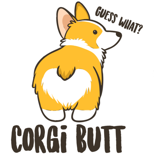 Corgi Butt Png Clipart Black And White - Sticker Corgi (500x500), Png Download