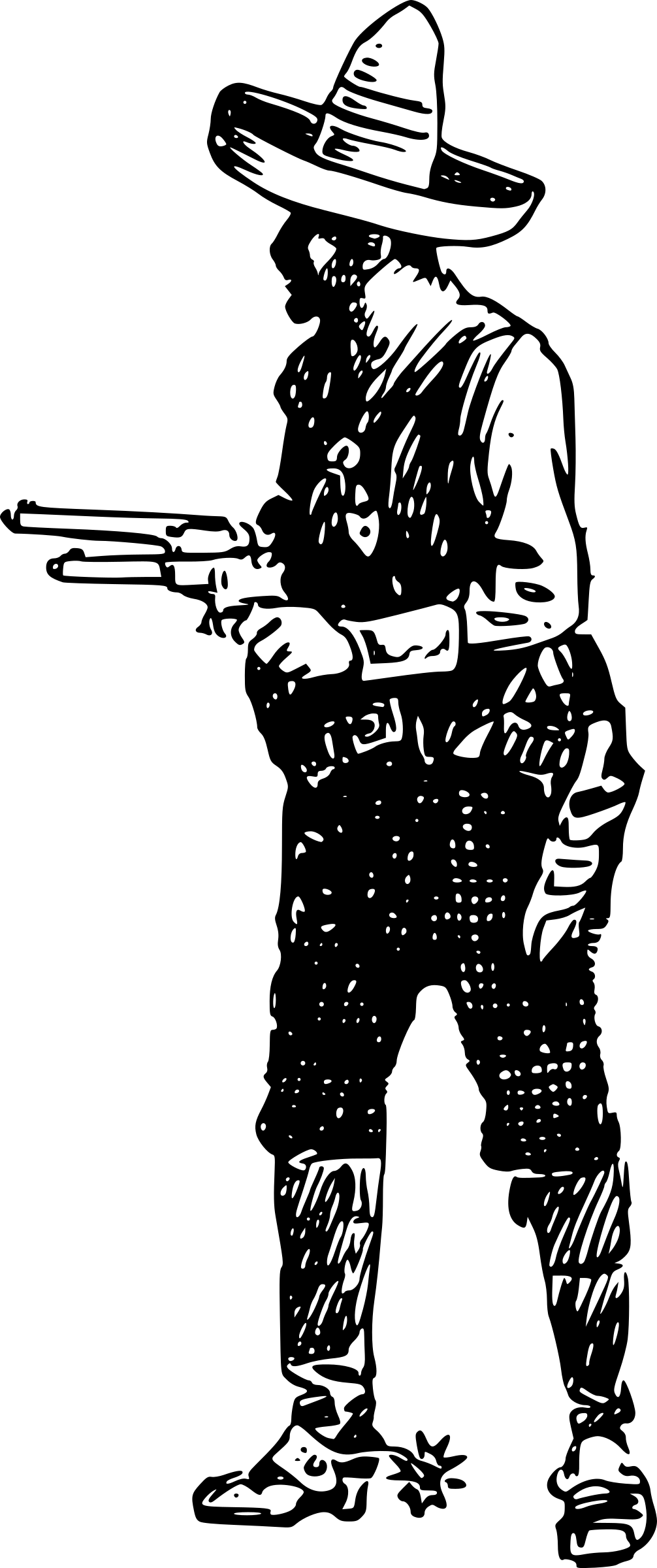 Vintage Cowboy Clipart With Guns - Cowboy With Gun Png (1006x2400), Png Download