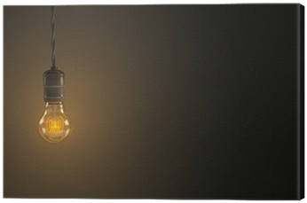 Vintage Hanging Light Bulb Over Dark Background Canvas - Incandescent Light Bulb (400x400), Png Download