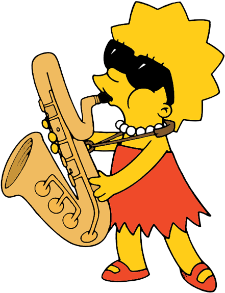 Marge Simpson - Lisa Simpson With Saxophone (450x582), Png Download