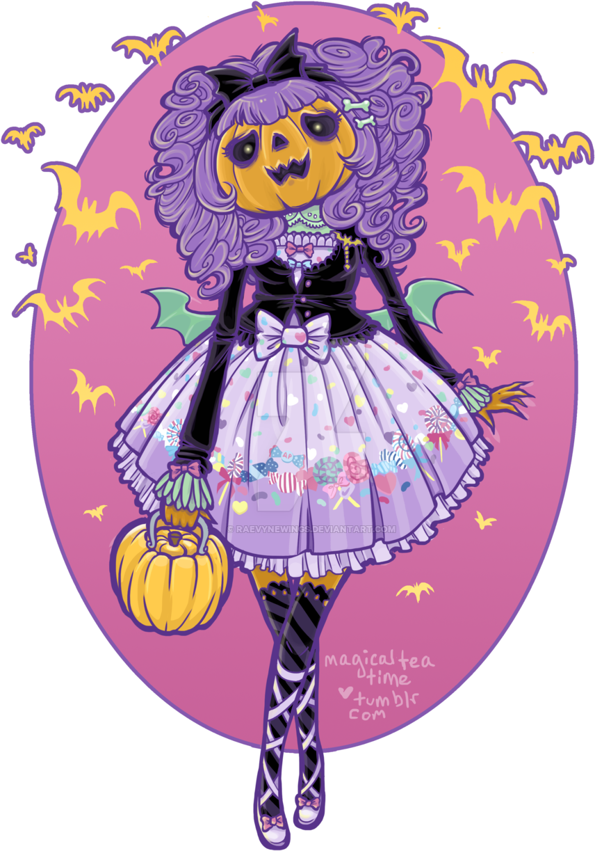 Raevynewings - Cute Girl Drawing Helloween (1024x1293), Png Download
