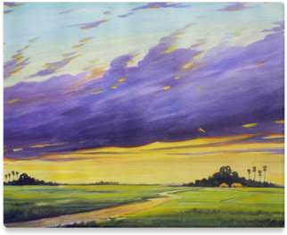 Beauty Of Rural Sunset - Painting (500x500), Png Download