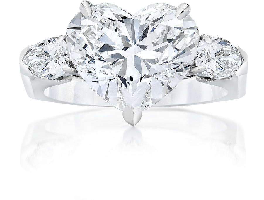 3 Diamond Heart - Engagement Ring (900x900), Png Download