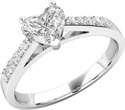 Diamond Heart Ring - Love Heart Engagement Rings (500x500), Png Download