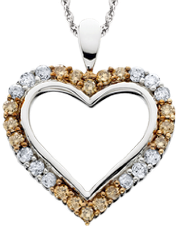 L100 - Liana .33tw Champagne & White Diamond Heart Necklace (800x1040), Png Download