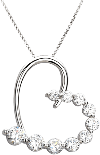 Shared-prong Diamond Heart Pendant - Locket (500x500), Png Download