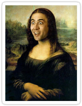Nicolas Cage Png - Mona Lisa Troll Face (375x360), Png Download