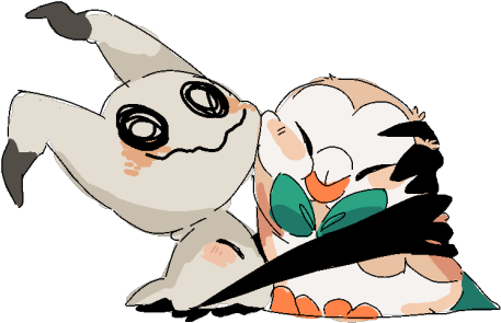 It S Ya Christmas Spirit Mimikyu And - Mimikyu And Rowlet (500x327), Png Download