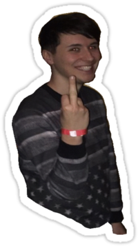 Elegant Cards Meme Dan Howell Flipping You Off Stickers - Dan Howell Middle Finger (375x360), Png Download