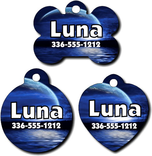 Personalized Blue Moon Pet Tag For Dogs And Cats - Dog (500x506), Png Download