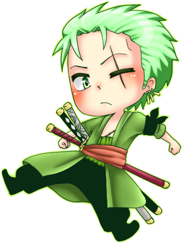 Anime, One Piece, And Chibi Image - One Piece Zoro Chibi (400x550), Png Download