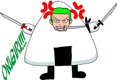 Nearly All Of Zoro's Attacks Are Puns On Various - Onigiri Zoro (500x340), Png Download