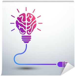 Creative Brain Idea Concept With Light Bulb And Plug - Brain (400x400), Png Download