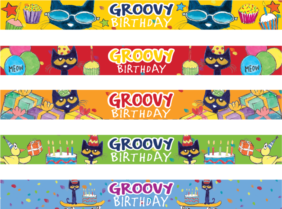 Pete The Cat Groovy Birthday Slap Bracelets (900x900), Png Download