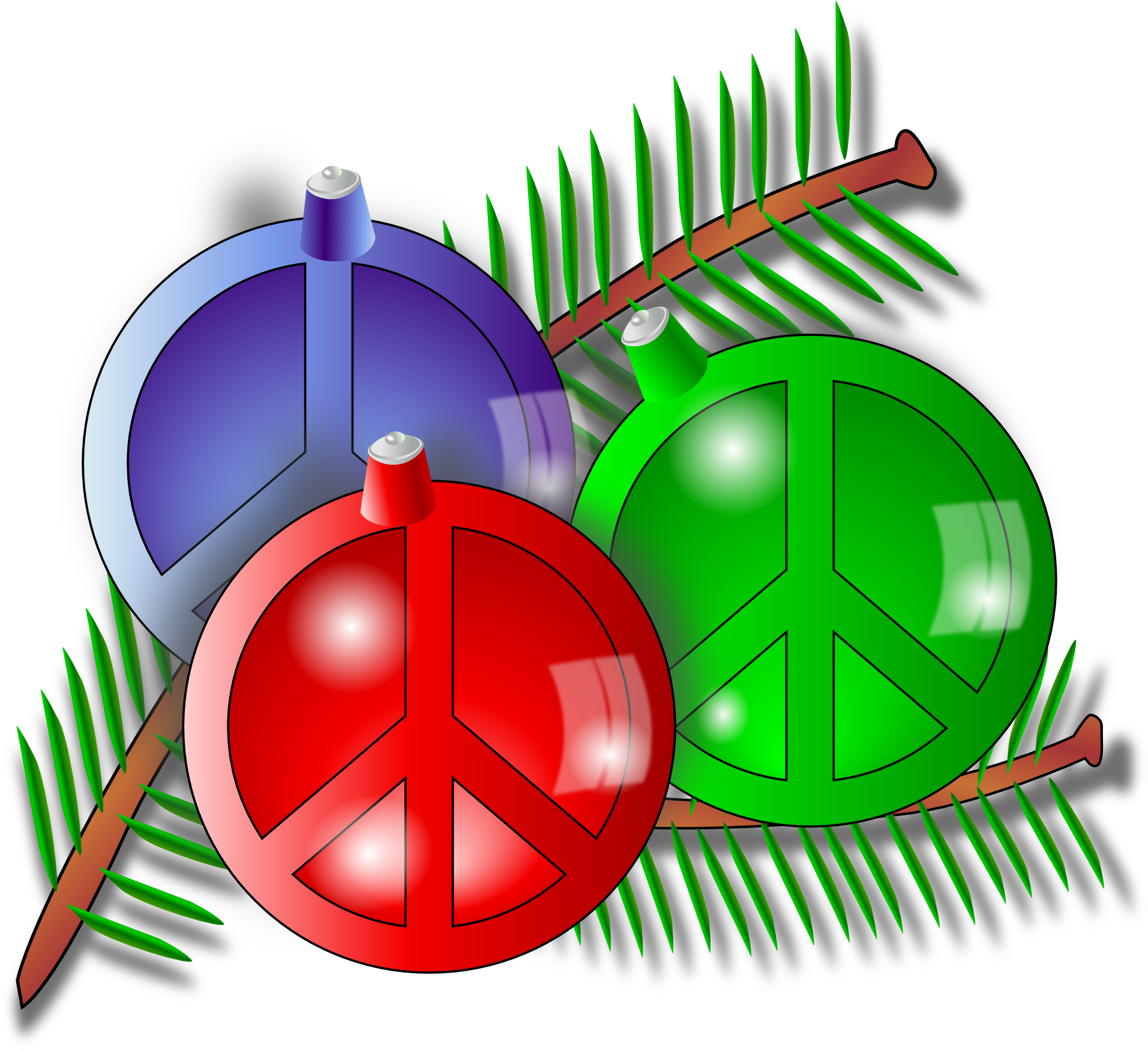Xmas Globe Christmas Holiday Peace Symbol Sign Coloring - Christmas Ornaments Clipart (1979x1957), Png Download