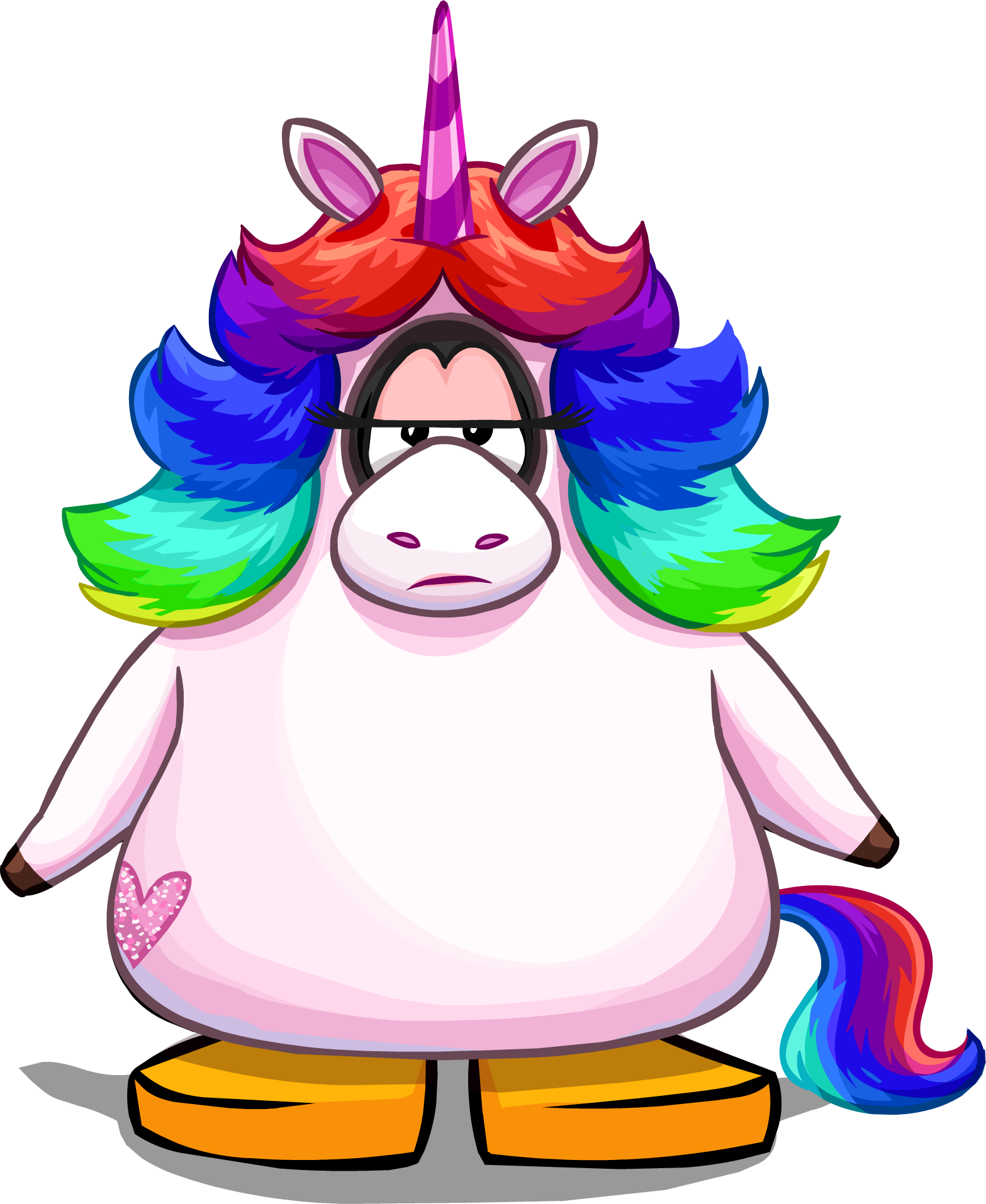 Rainbow Unicorn Outfit Player Card - Club Penguin Unicorn Costume (1567x1915), Png Download