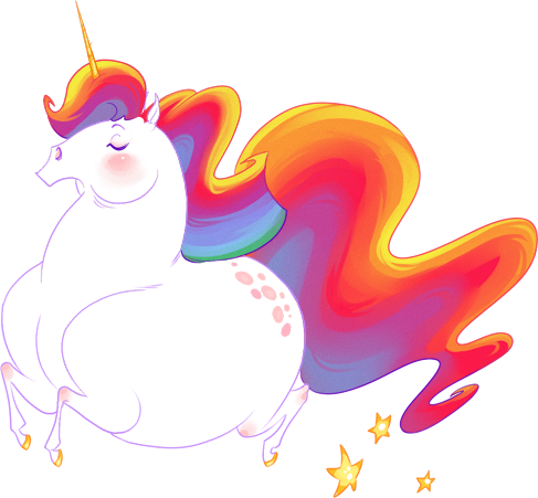Oooh I Searched For "fat Rainbow Unicorn" And Found - Fat Unicorn Transparent Background (487x451), Png Download