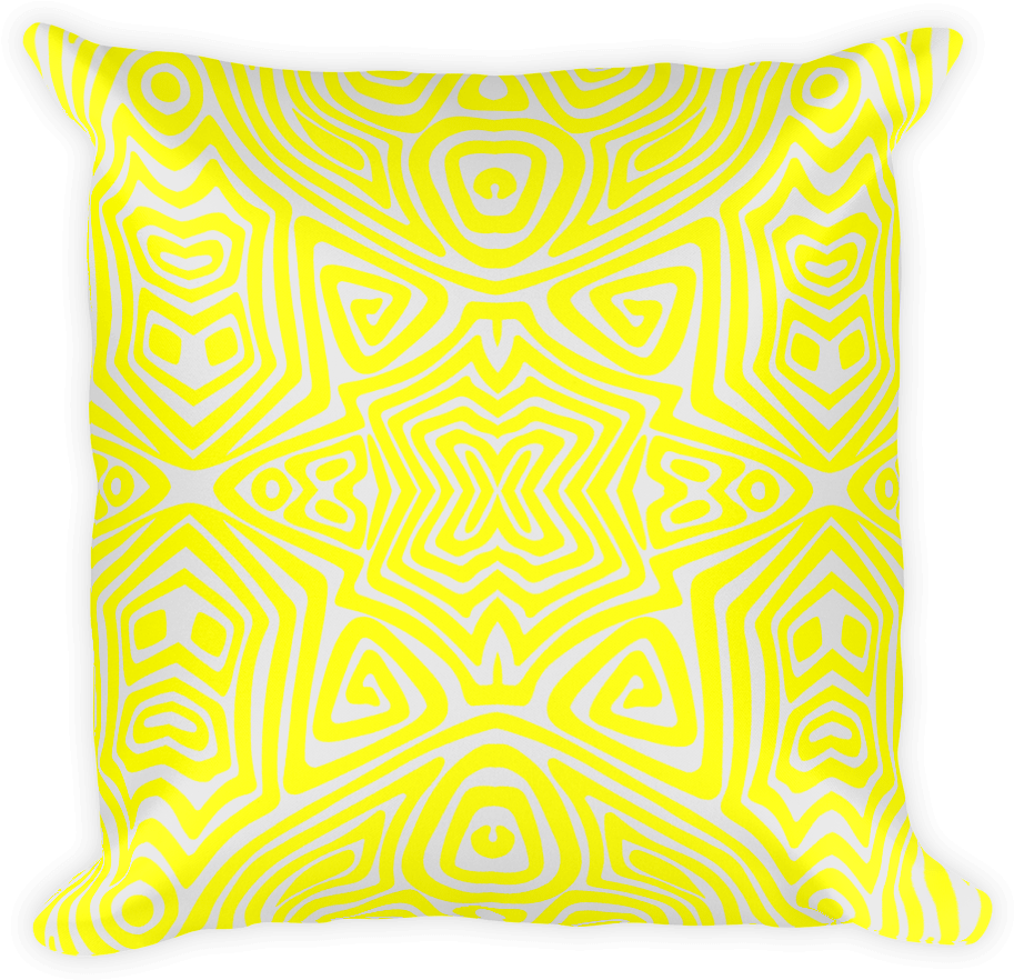 Square Pillow- Tribal Yellow - Throw Pillow (1000x1000), Png Download