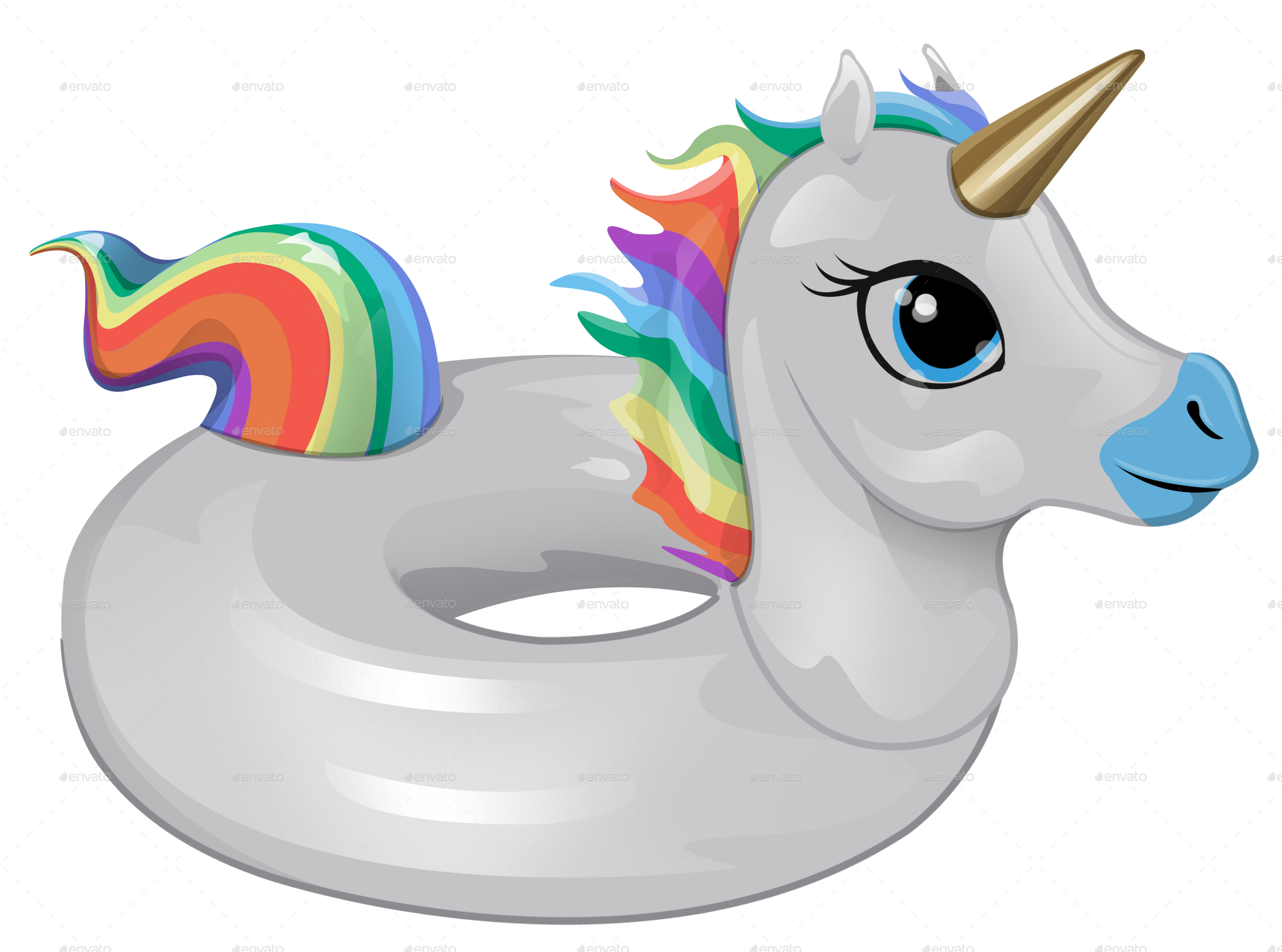 Rainbow Unicorn Png Vector Free Download - Pool Float Transparent Background (2228x1655), Png Download