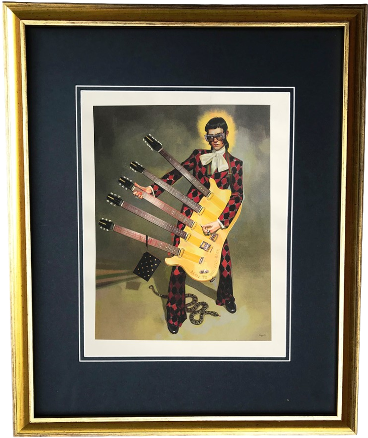 Vintage Gold Frame Gucci Rock Star Guitar Illustration - Illustration (815x970), Png Download