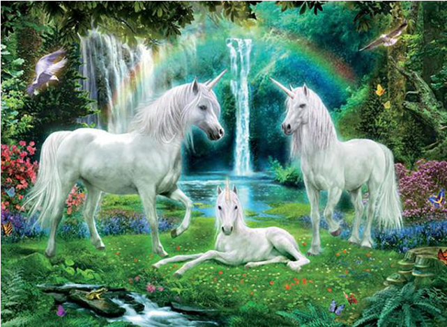 Rainbow Unicorn Family - Ceaco Unicorns Rainbow And Unicorn Family Jigsaw Puzzle (640x640), Png Download