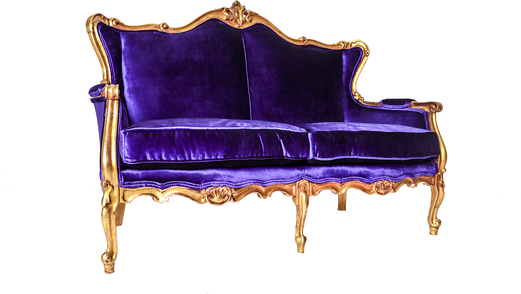 Vintage Gold Frame Double Seater - Studio Couch (1700x1133), Png Download