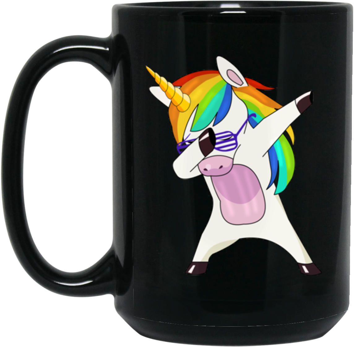 Rainbow Unicorn Dab Mug - Golf Stud Black 15oz Mug (1155x1155), Png Download