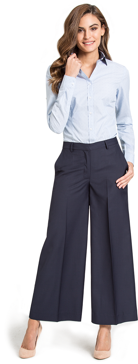 Blue Business Woman Shirt - Shirt (483x1233), Png Download