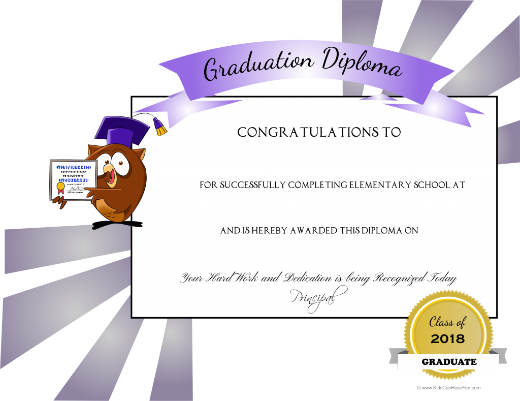 Elementary School Graduation Diploma With Owl Wearing - Graduation Ceremony (1024x789), Png Download