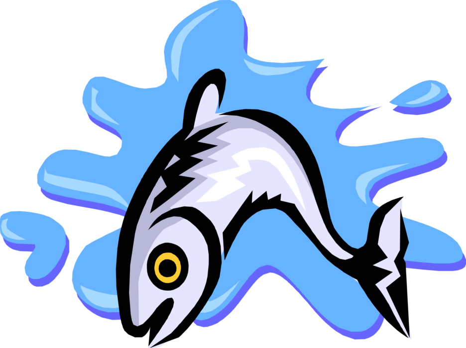 Vector Illustration Of Fish Jumping Out Of Water - Anchor (936x700), Png Download