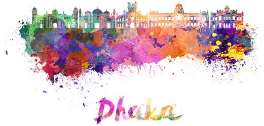 Bleed Area May Not Be Visible - Dhaka Skyline Watercolor (600x393), Png Download