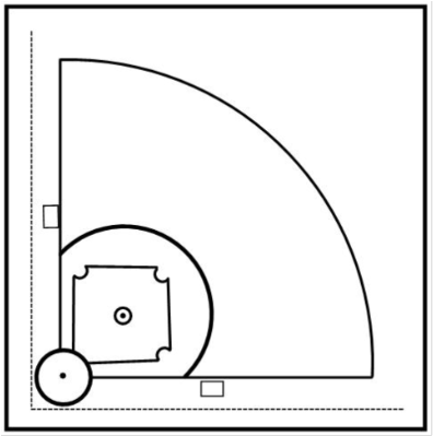 Baseball Field With Outer Boundary - Circle (420x424), Png Download